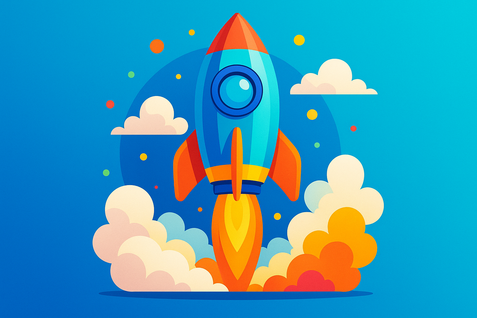 Colourful startup rocket-1