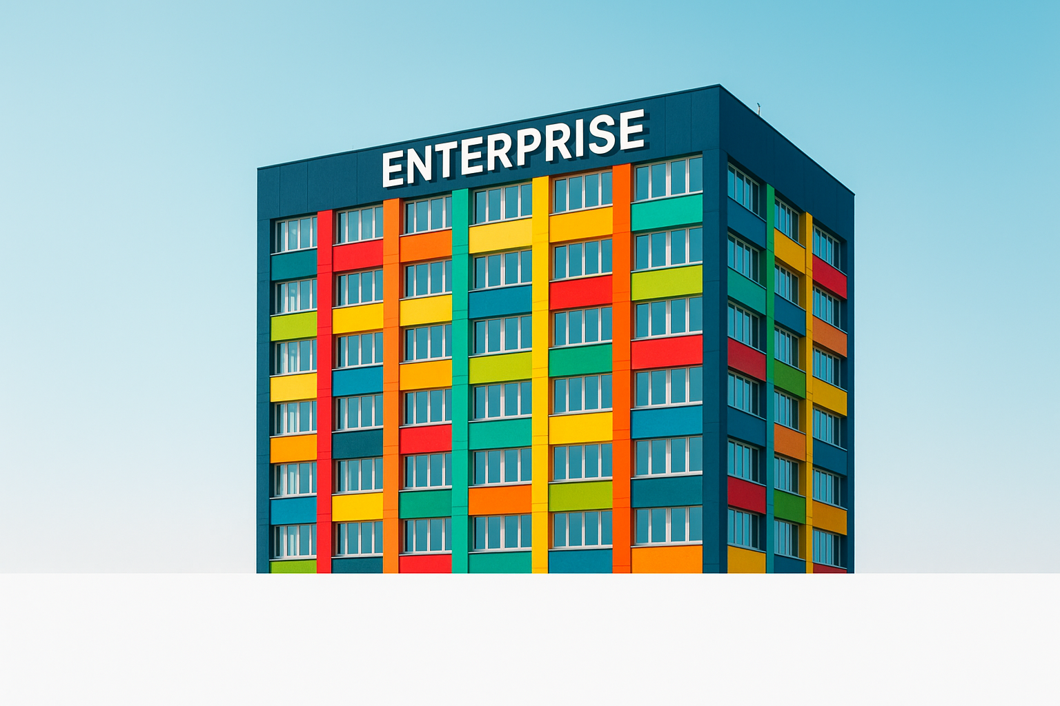 enterprise buliding colourful top and bottom 20 of image must be blank