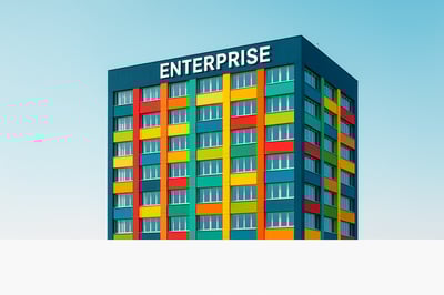 enterprise buliding colourful top and bottom 20 of image must be blank