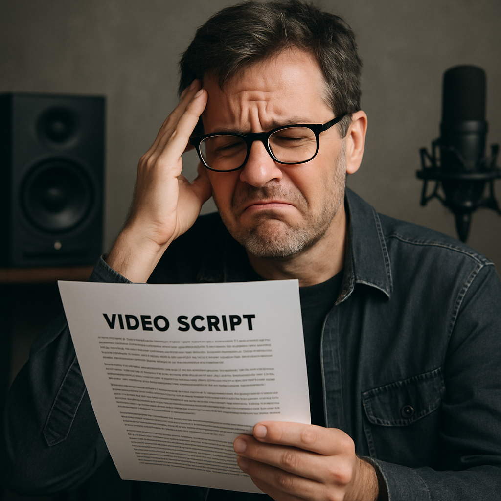 producer reading a boring video script